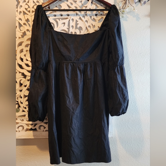 REFORMATION MICHAELA BABYDOLL MINI BLACK DRESS PUFF SLEEVES SIZE 8 - Picture 6 of 16
